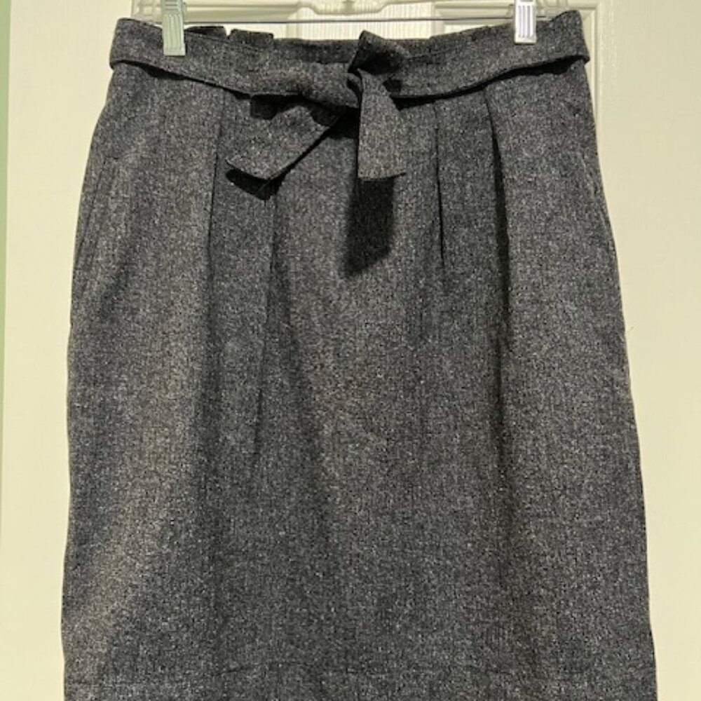 DownEast Gray-Heather Pencil Skirt with Bow Tie - Medium